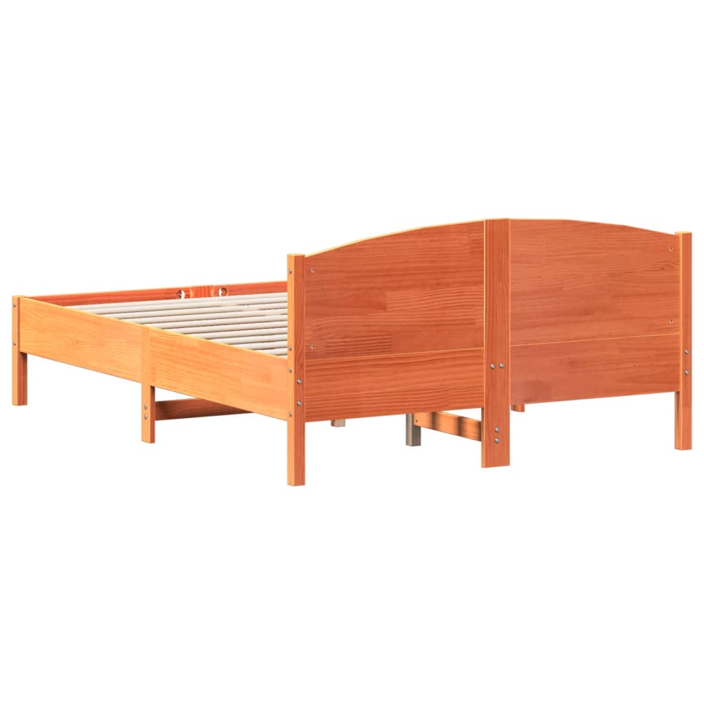 vidaXL Bed Frame without Mattress Wax Brown 120x190 cm Small Double Solid Wood Pine