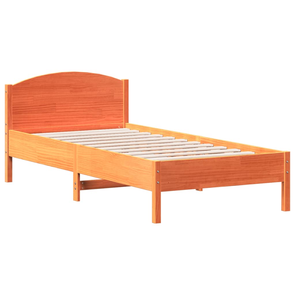 vidaXL Bed Frame without Mattress Wax Brown 90x200 cm Solid Wood Pine