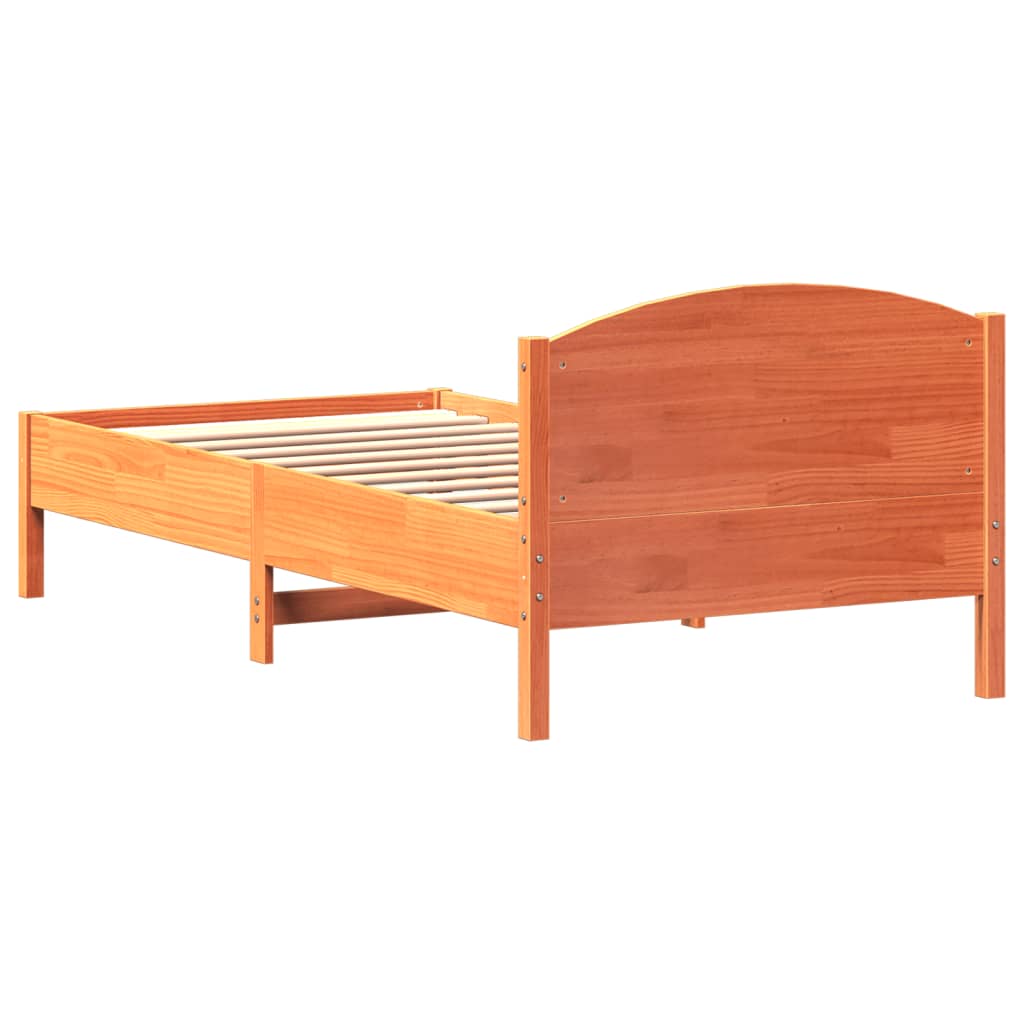 vidaXL Bed Frame without Mattress Wax Brown 90x200 cm Solid Wood Pine