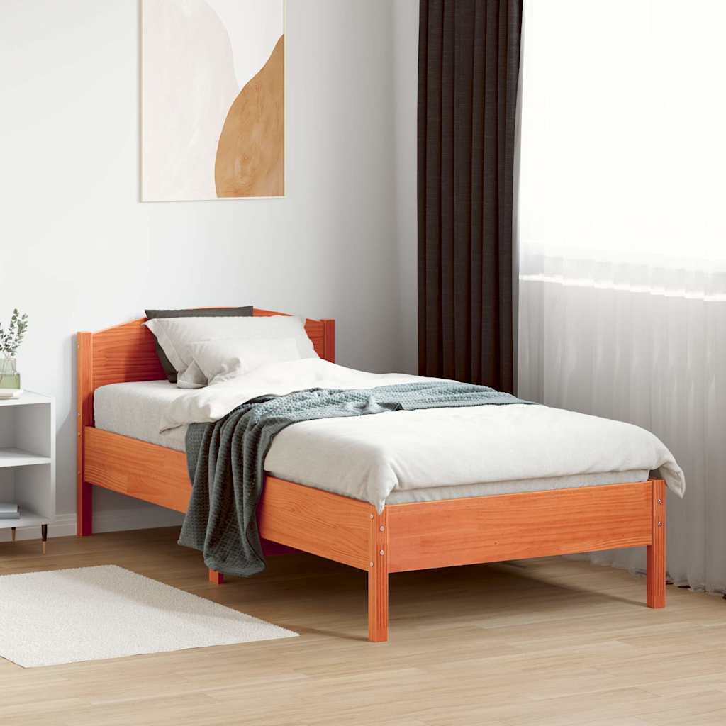 Bed Frame without Mattress Wax Brown 75x190 cm Small Single Solid Wood Pine