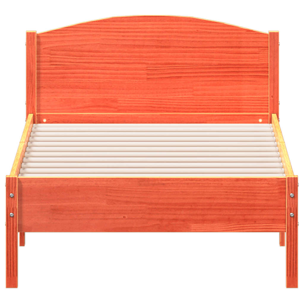 Bed Frame without Mattress Wax Brown 75x190 cm Small Single Solid Wood Pine