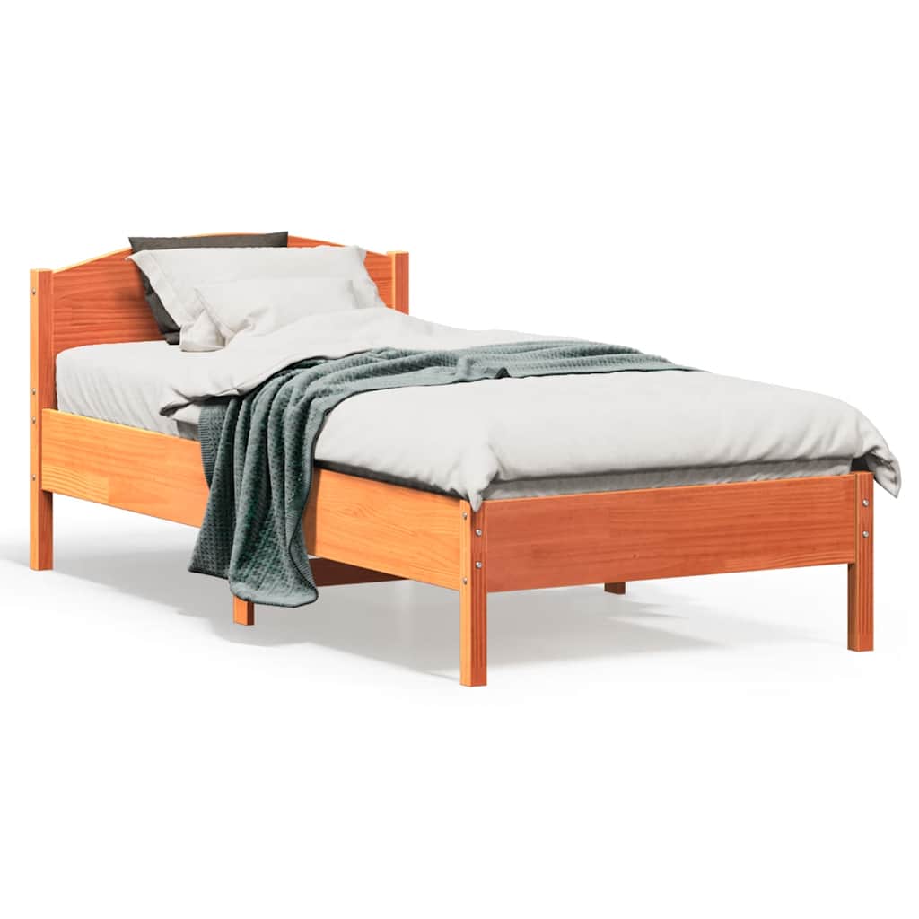 Bed Frame without Mattress Wax Brown 75x190 cm Small Single Solid Wood Pine