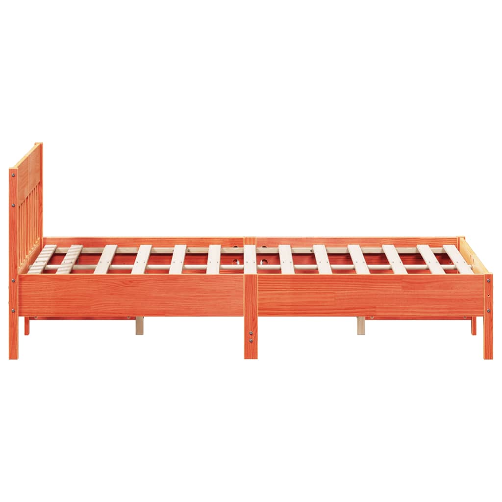 vidaXL Bed Frame without Mattress Wax Brown 150x200 cm King Size Solid Wood Pine