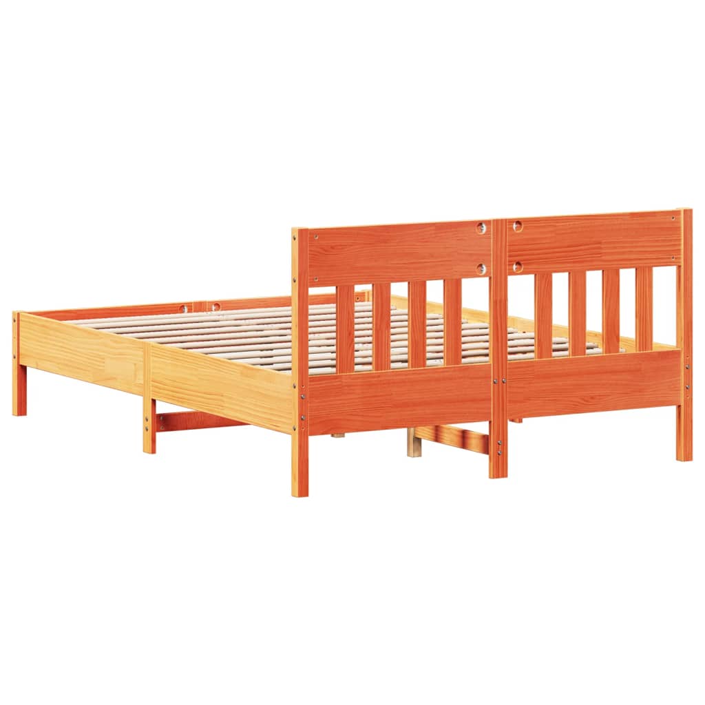 vidaXL Bed Frame without Mattress Wax Brown 150x200 cm King Size Solid Wood Pine