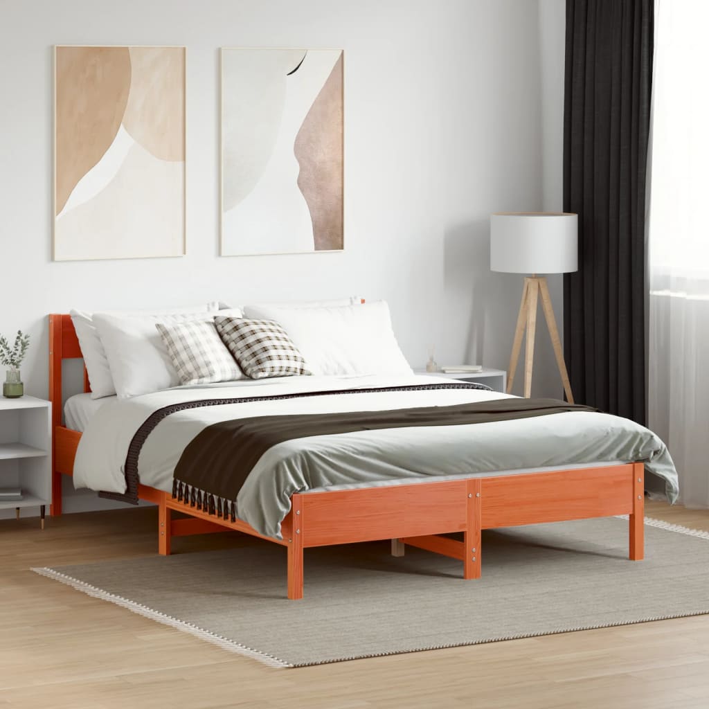 Bed Frame without Mattress Wax Brown 120x200 cm Solid Wood Pine