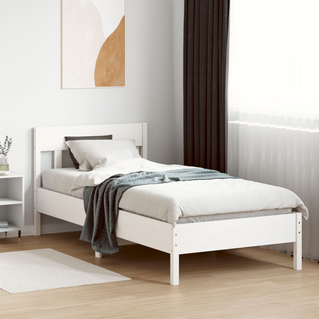 vidaXL Bed Frame without Mattress White 100x200 cm Solid Wood Pine