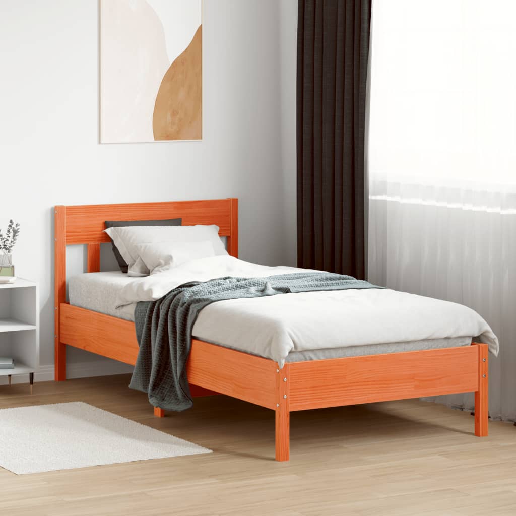 Bed Frame without Mattress Wax Brown 100x200 cm Solid Wood Pine