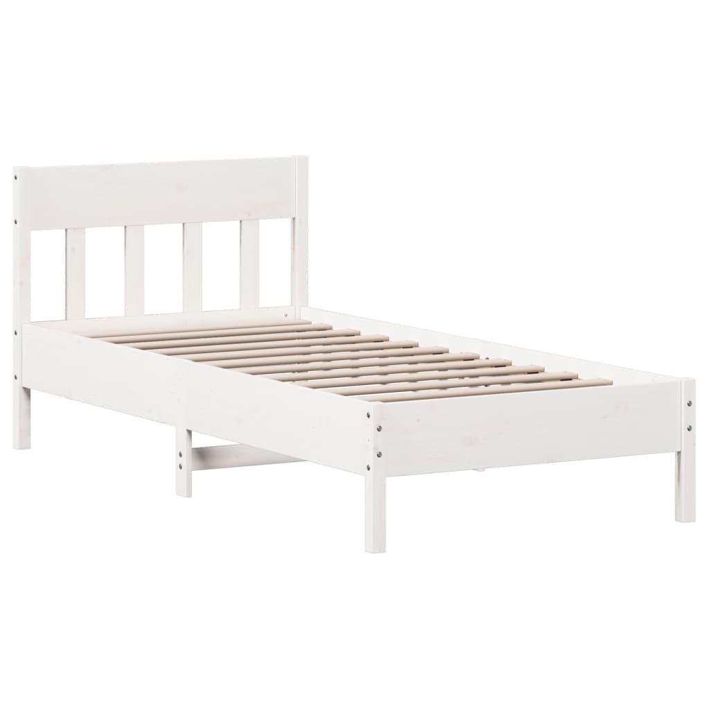 vidaXL Bed Frame without Mattress White 90x200 cm Solid Wood Pine