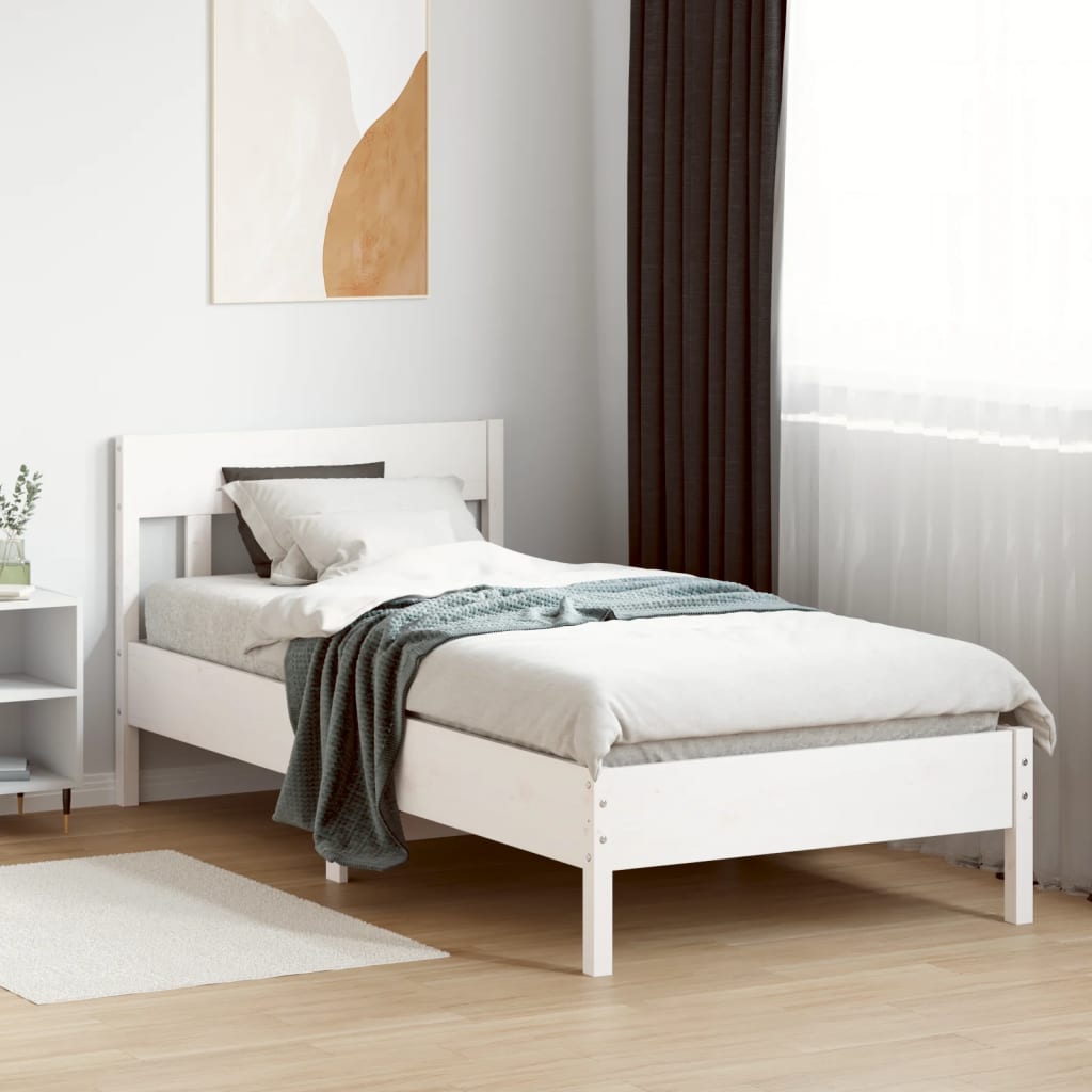 vidaXL Bed Frame without Mattress White 90x200 cm Solid Wood Pine