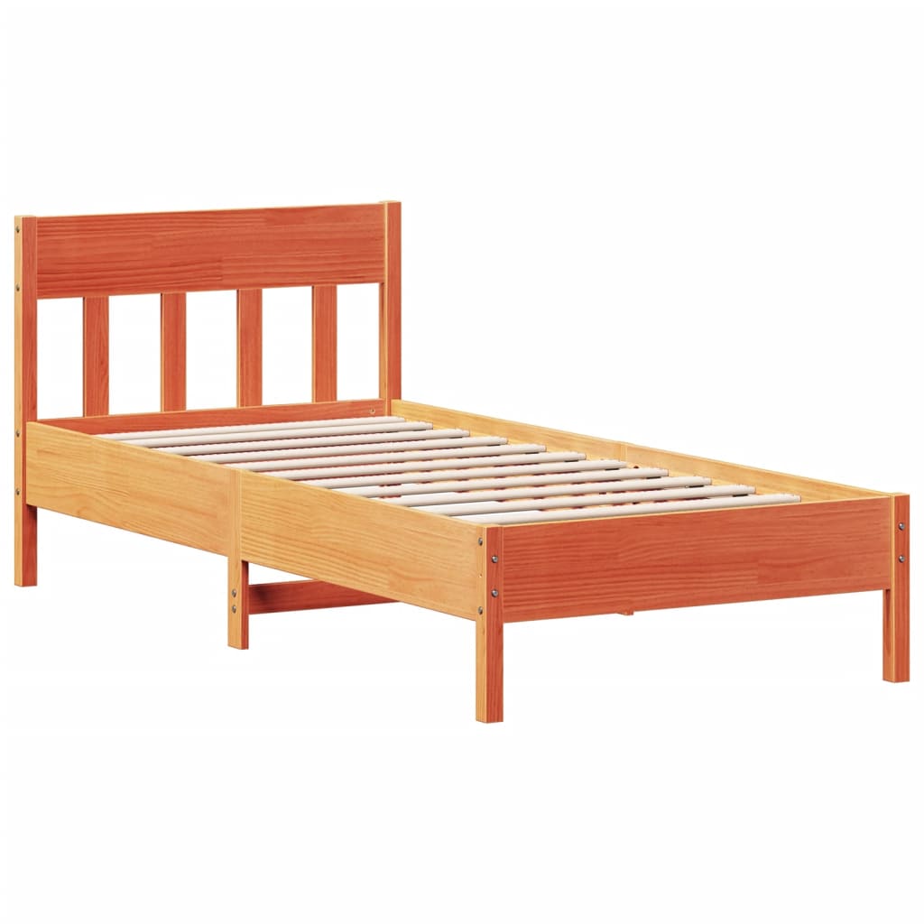 vidaXL Bed Frame without Mattress Wax Brown 90x200 cm Solid Wood Pine