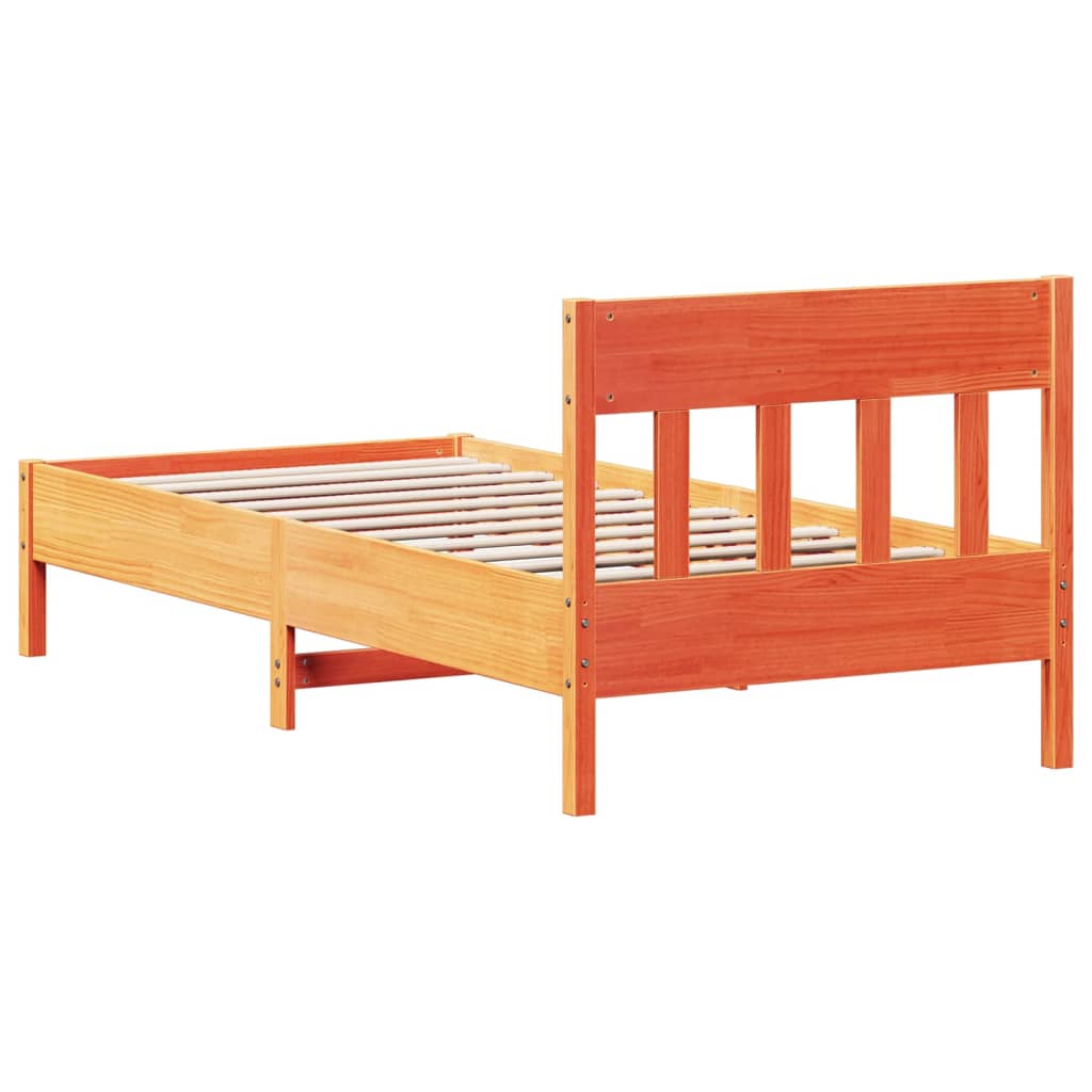 vidaXL Bed Frame without Mattress Wax Brown 90x200 cm Solid Wood Pine