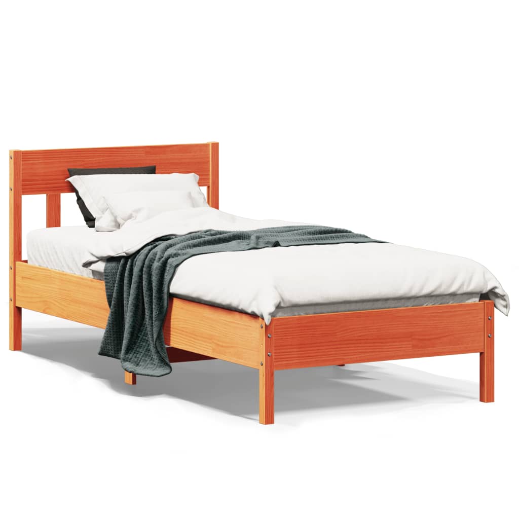 vidaXL Bed Frame without Mattress Wax Brown 90x200 cm Solid Wood Pine