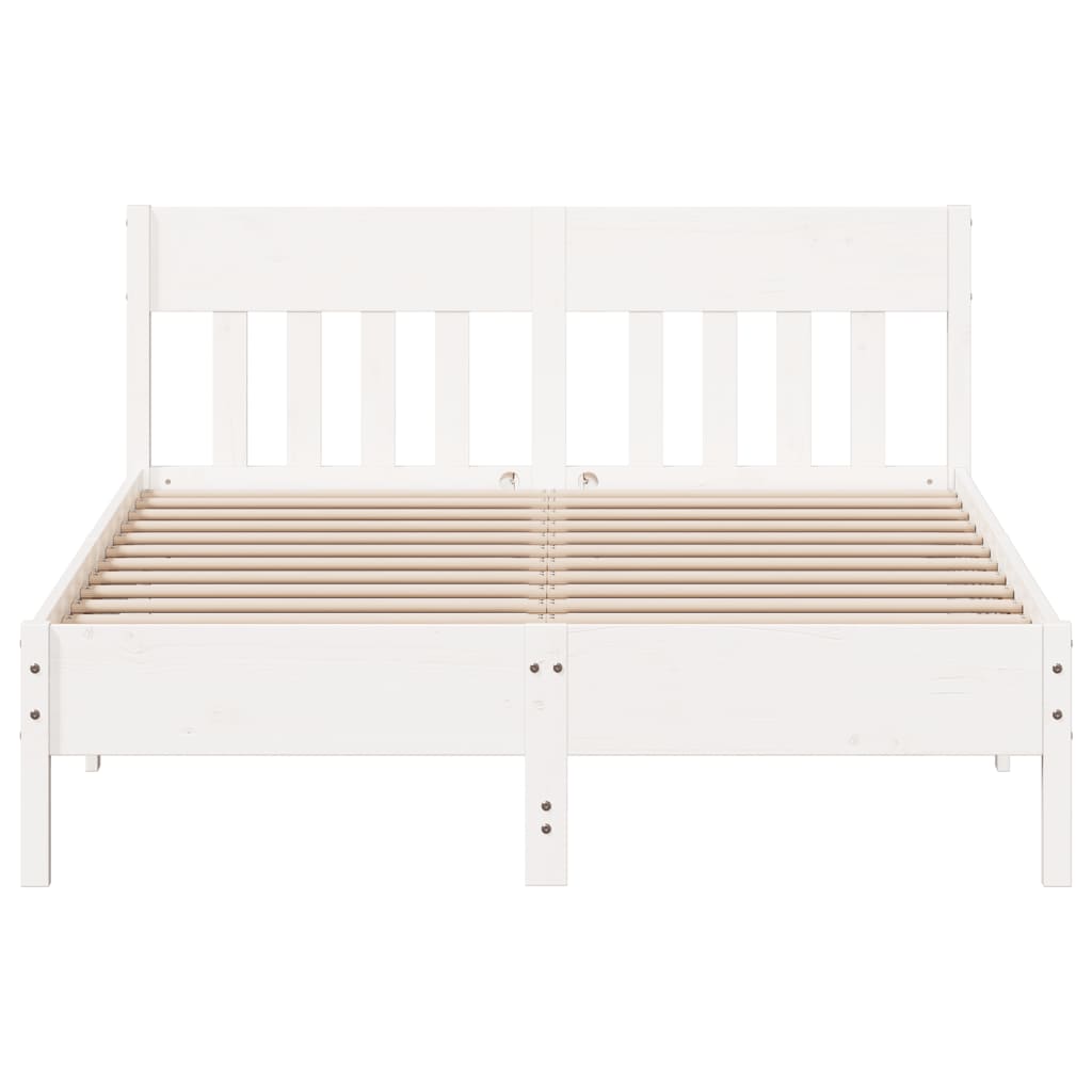 Bed Frame without Mattress White 140x190 cm Solid Wood Pine