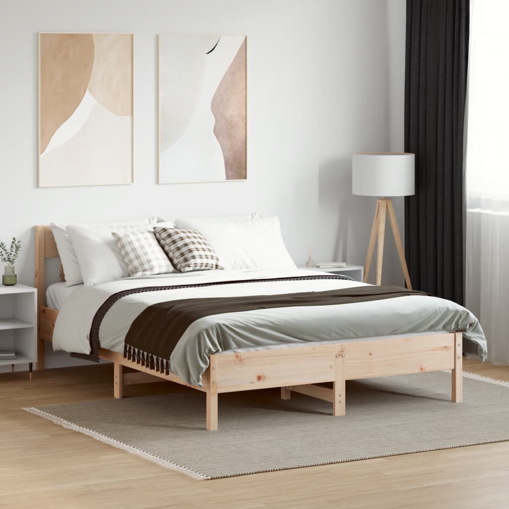 vidaXL Bed Frame without Mattress 135x190 cm Double Solid Wood Pine