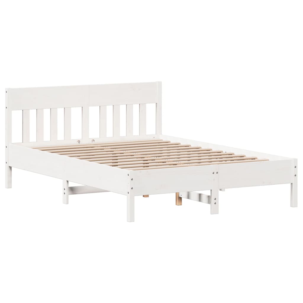 vidaXL Bed Frame without Mattress White 135x190 cm Double Solid Wood Pine