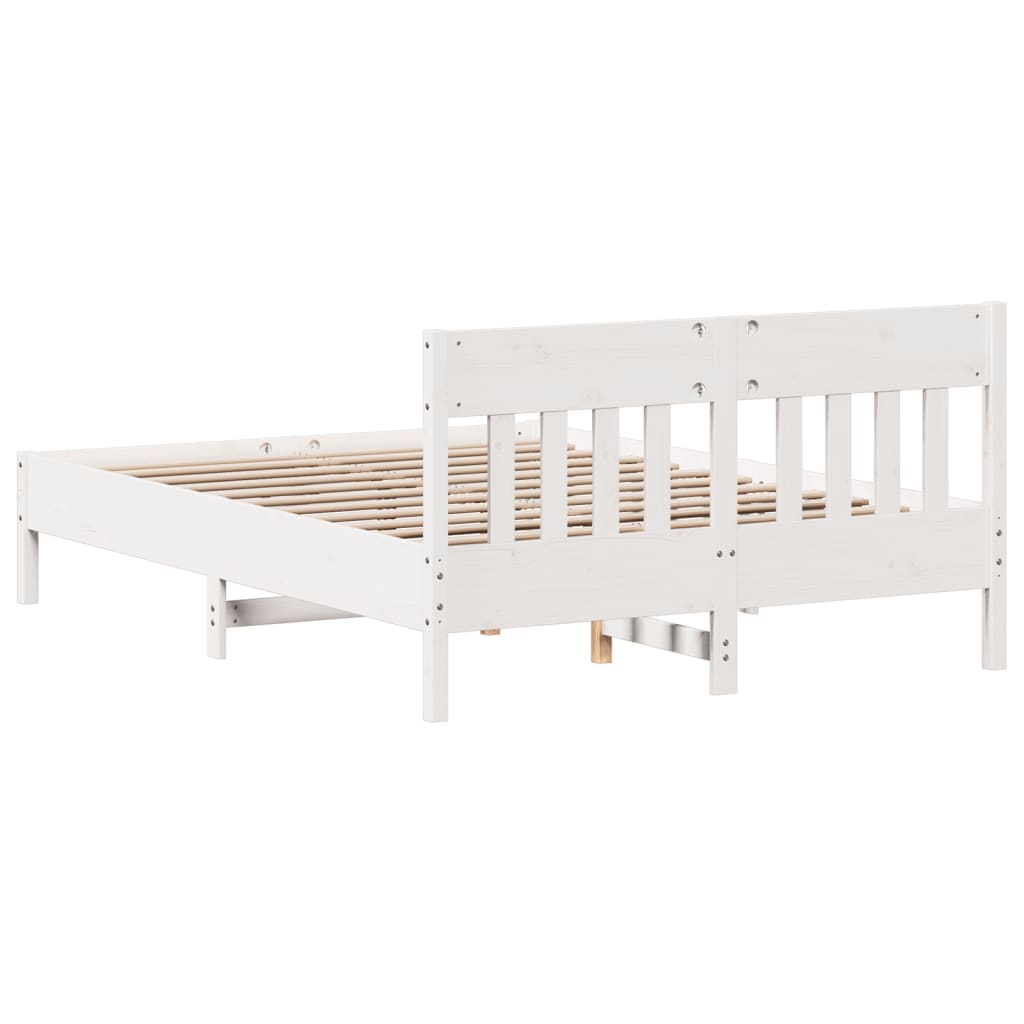 vidaXL Bed Frame without Mattress White 135x190 cm Double Solid Wood Pine