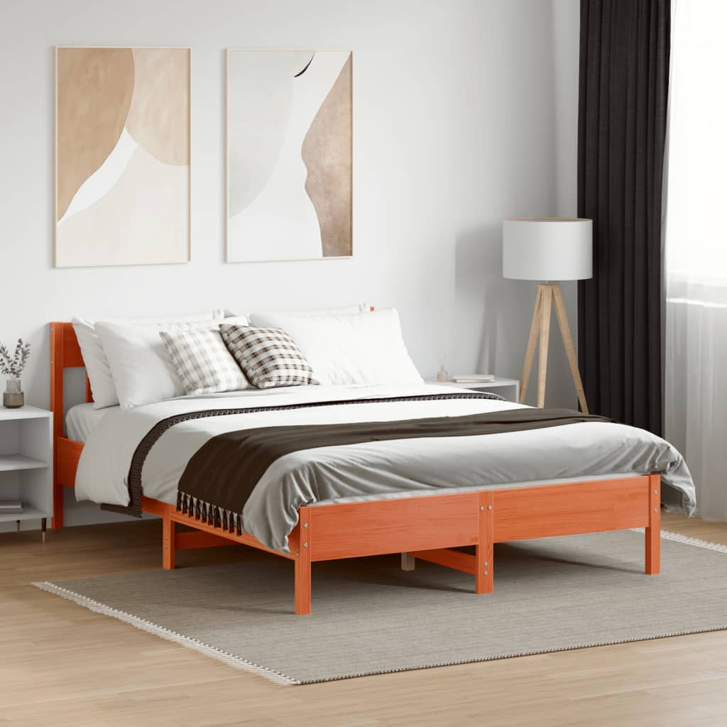 Bed Frame without Mattress Wax Brown 120x190 cm Small Double Solid Wood Pine