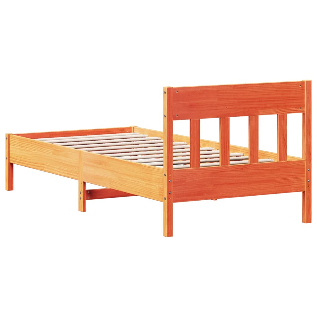 vidaXL Bed Frame without Mattress Wax Brown 90x190 cm Single Solid Wood Pine