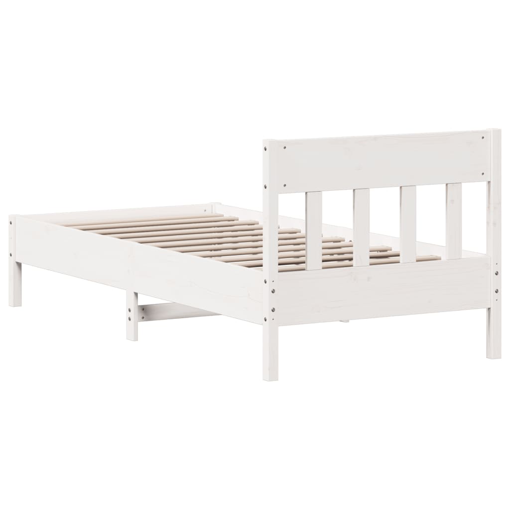 vidaXL Bed Frame without Mattress White 75x190 cm Small Single Solid Wood Pine