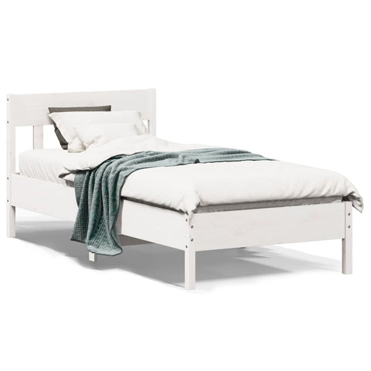 vidaXL Bed Frame without Mattress White 75x190 cm Small Single Solid Wood Pine