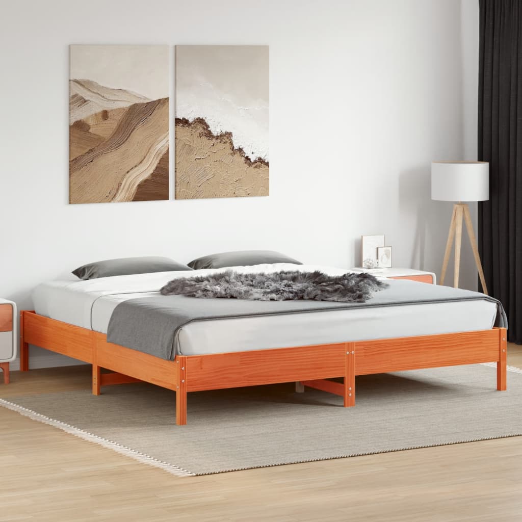 vidaXL Bed Frame without Mattress Wax Brown 200x200 cm Solid Wood Pine