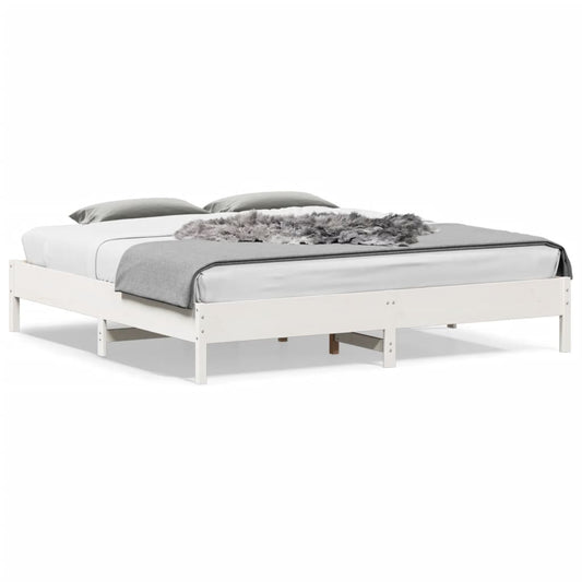 vidaXL Bed Frame without Mattress White 180x200 cm Super King Solid Wood Pine