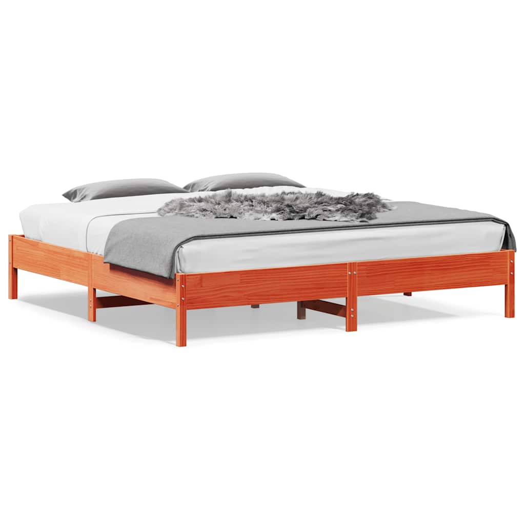 Bed Frame without Mattress Wax Brown 180x200 cm Super King Solid Wood Pine