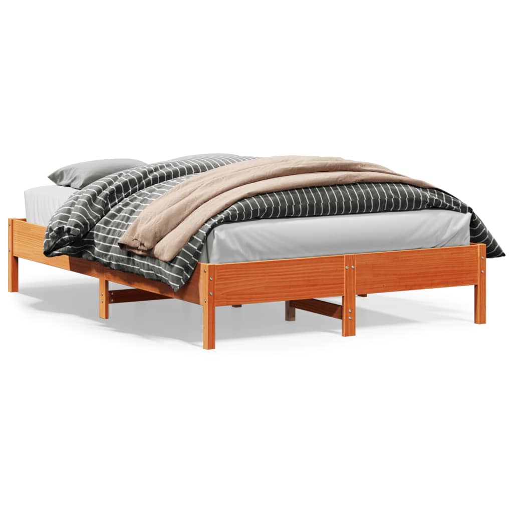 vidaXL Bed Frame without Mattress Wax Brown 160x200 cm Solid Wood Pine