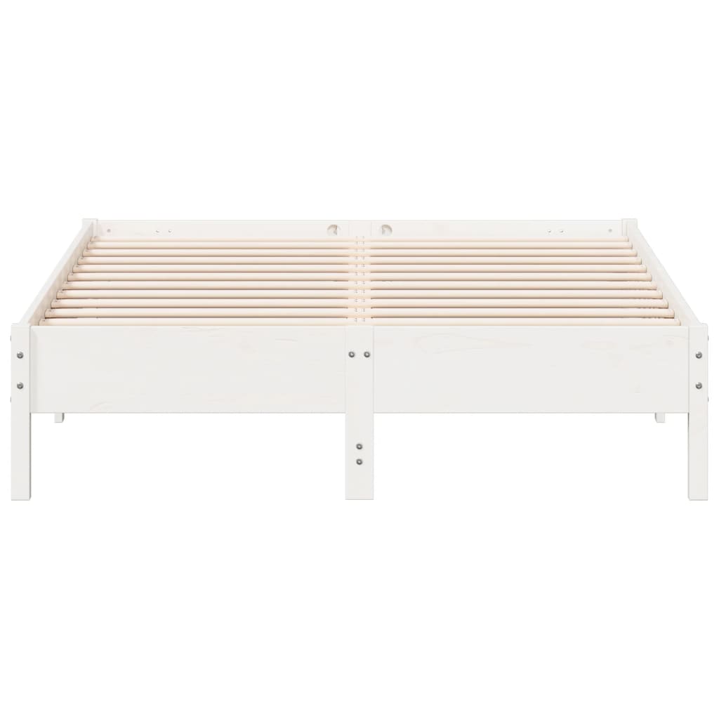 Bed Frame without Mattress White 150x200 cm King Size Solid Wood Pine