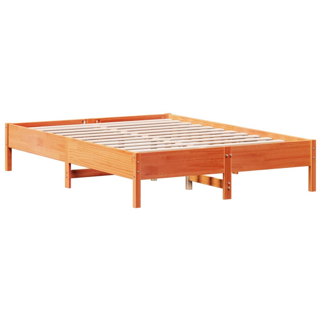 vidaXL Bed Frame without Mattress Wax Brown 150x200 cm King Size Solid Wood Pine