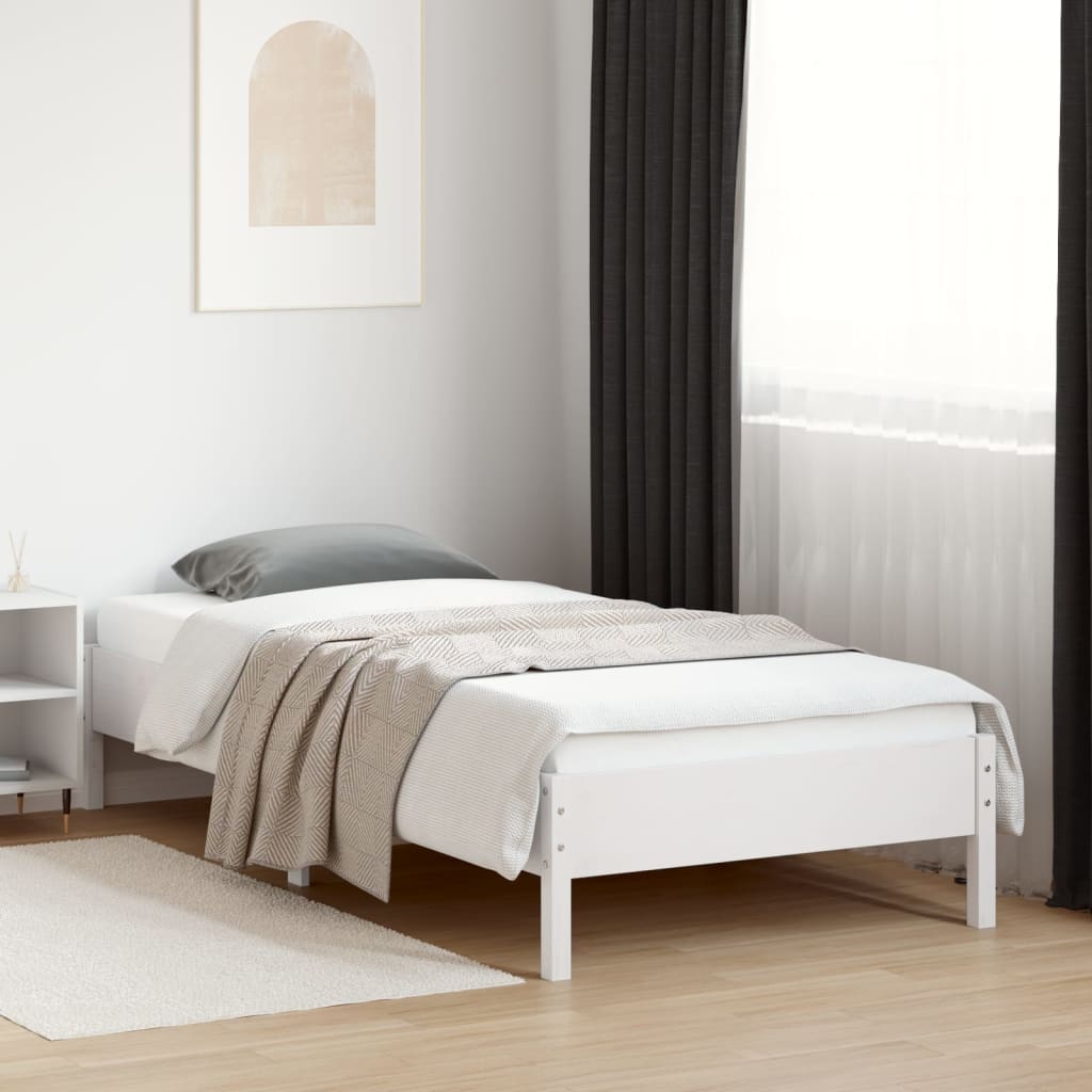 vidaXL Bed Frame without Mattress White 100x200 cm Solid Wood Pine