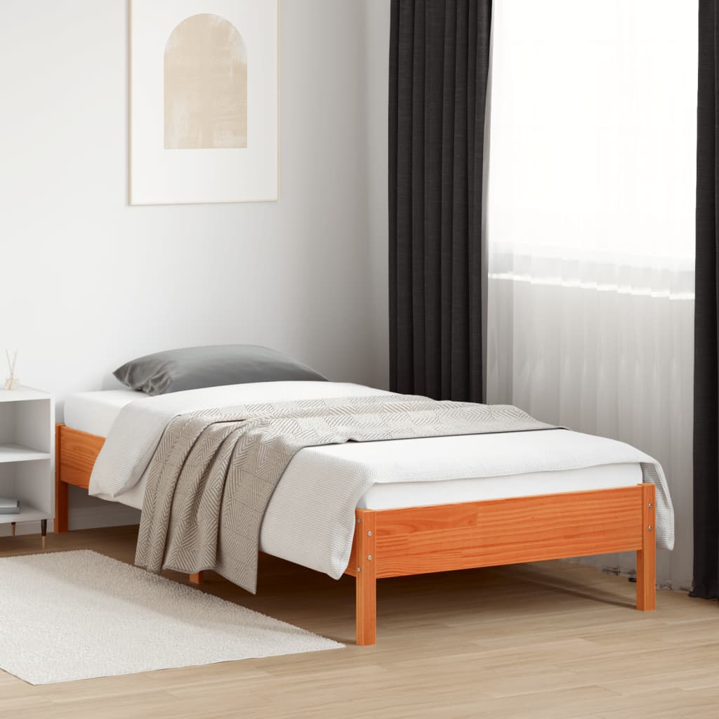 vidaXL Bed Frame without Mattress Wax Brown 90x200 cm Solid Wood Pine