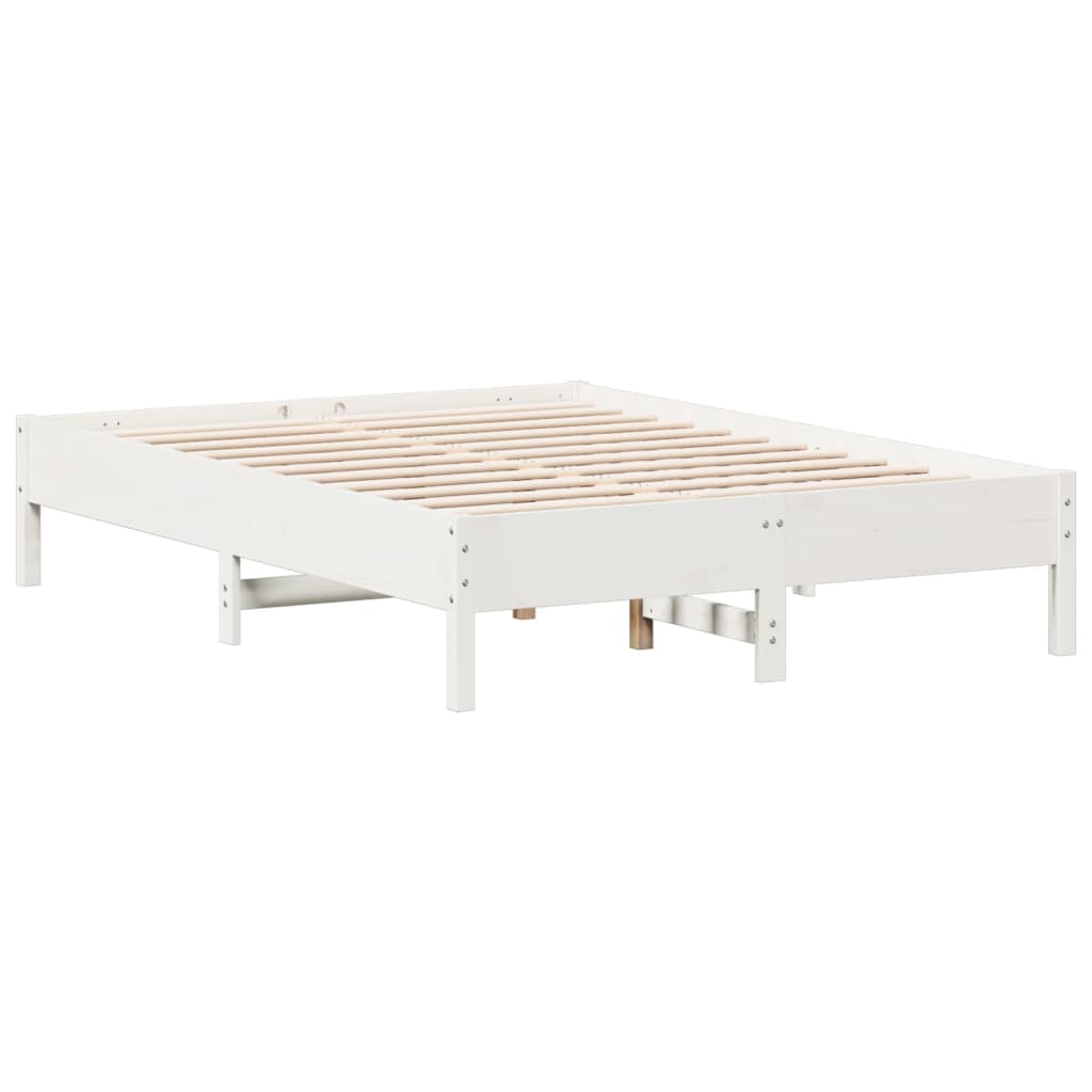 Bed Frame | White | Solid pine wood, Plywood | 140x190 cm | Modern