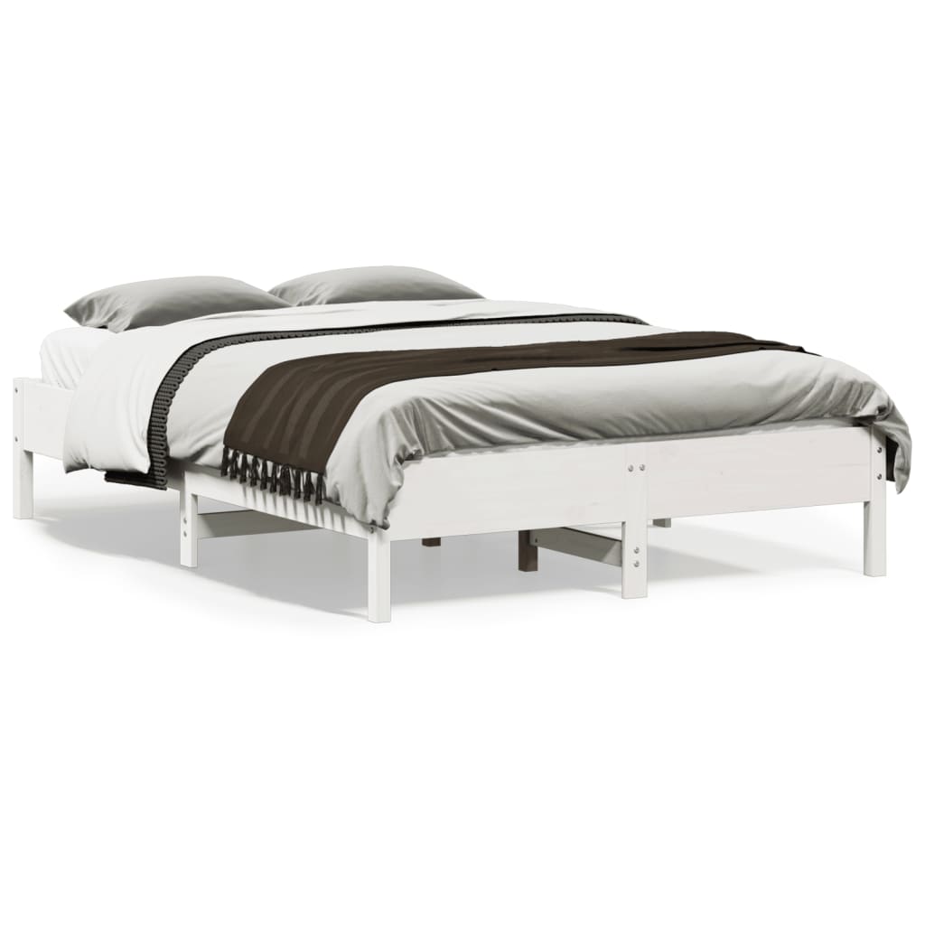 Bed Frame | White | Solid pine wood, Plywood | 140x190 cm | Modern