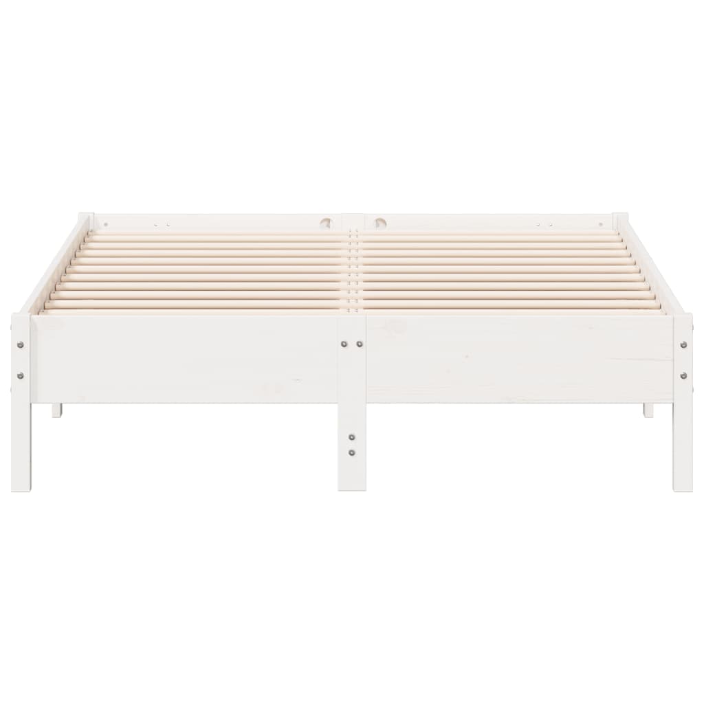 vidaXL Bed Frame without Mattress White 135x190 cm Double Solid Wood Pine