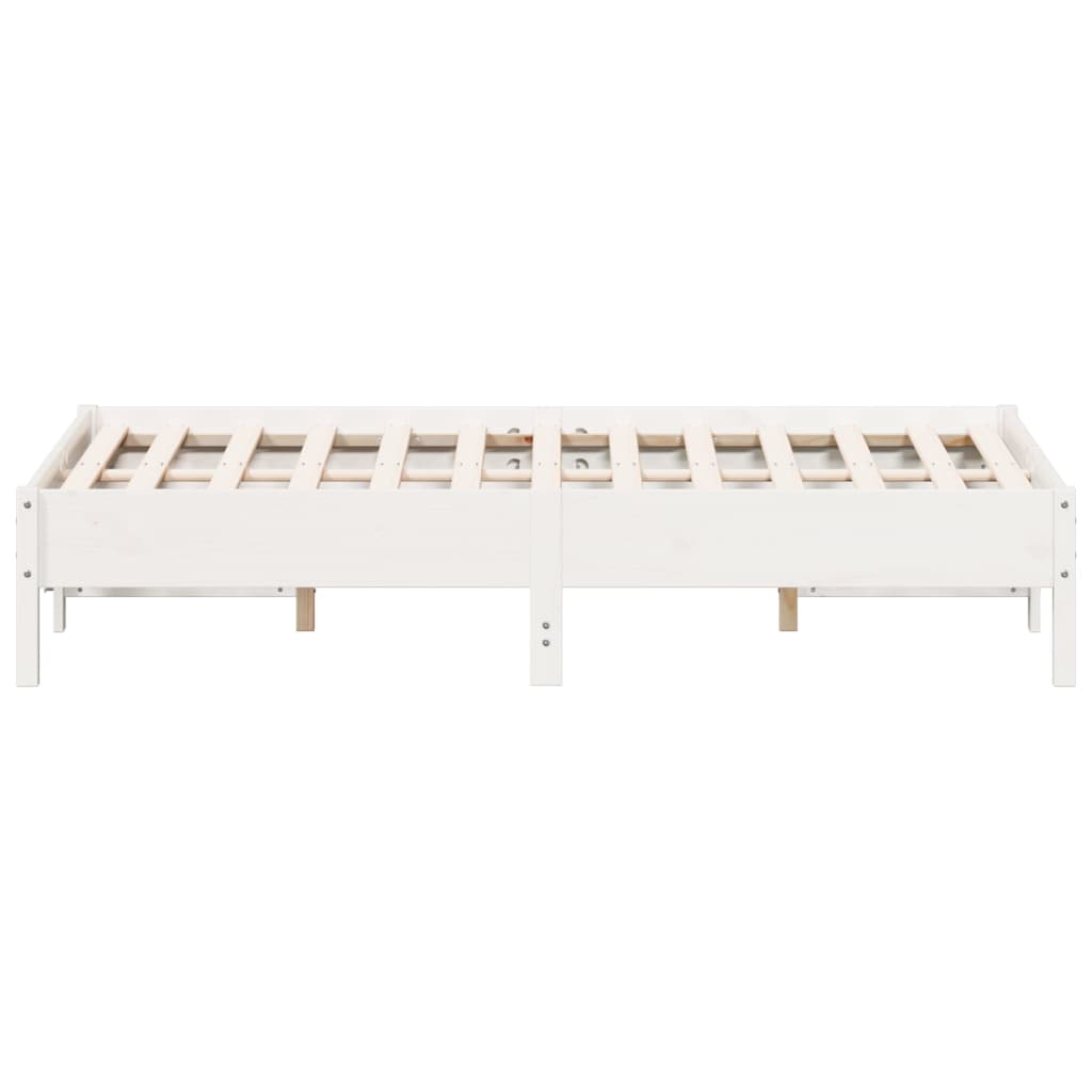 vidaXL Bed Frame without Mattress White 135x190 cm Double Solid Wood Pine