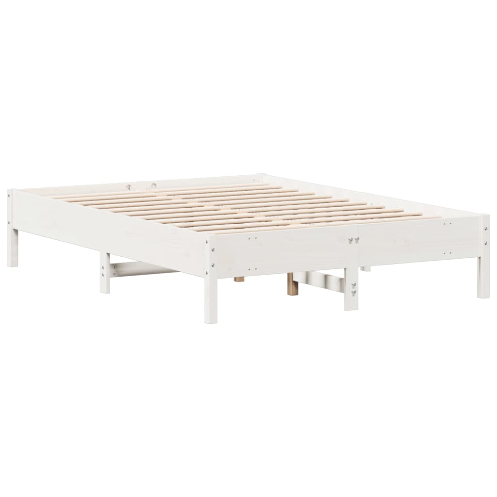 vidaXL Bed Frame without Mattress White 135x190 cm Double Solid Wood Pine