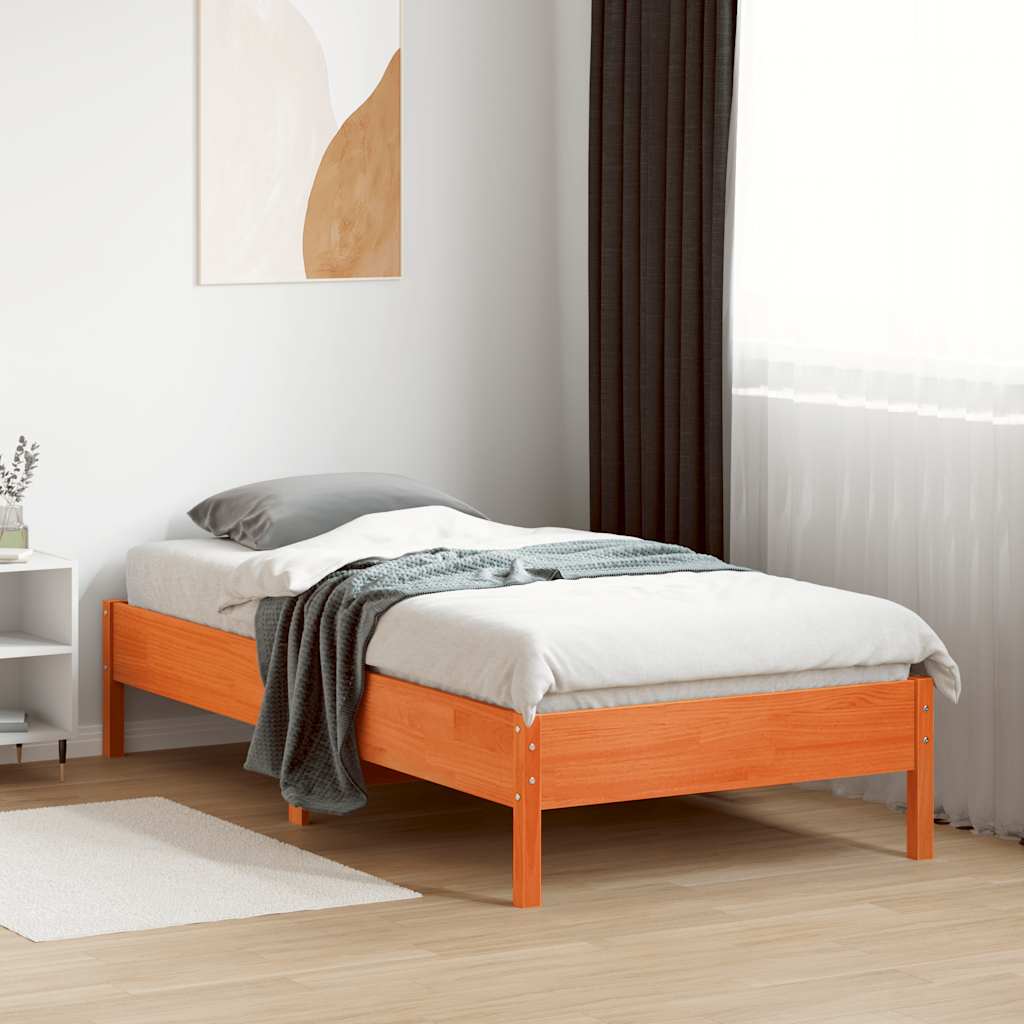 Bed Frame without Mattress Wax Brown 90x190 cm Single Solid Wood Pine