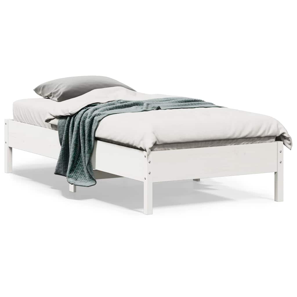 Bed Frame | White | Solid Pine Wood, Plywood | Small Single | Simple