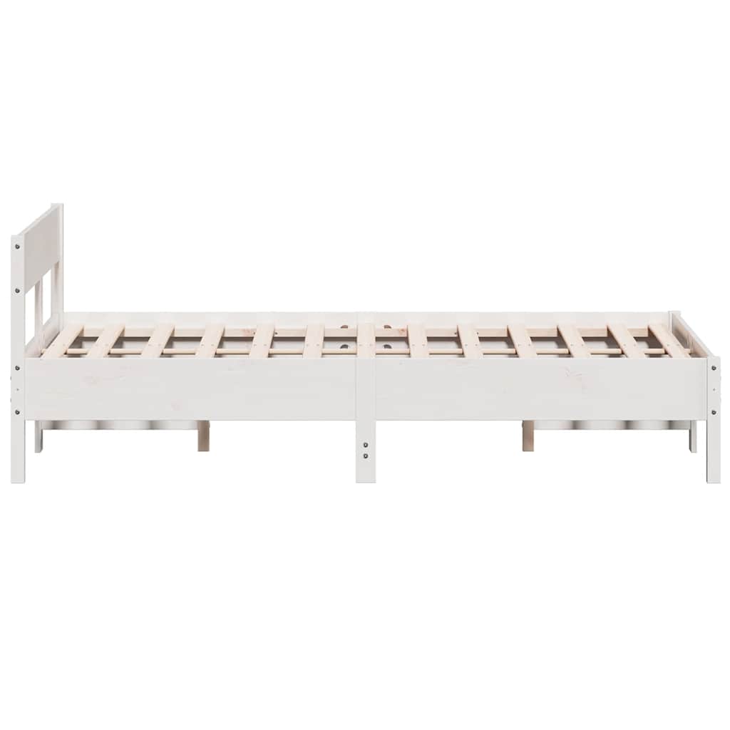Bed Frame without Mattress White 150x200 cm King Size Solid Wood Pine