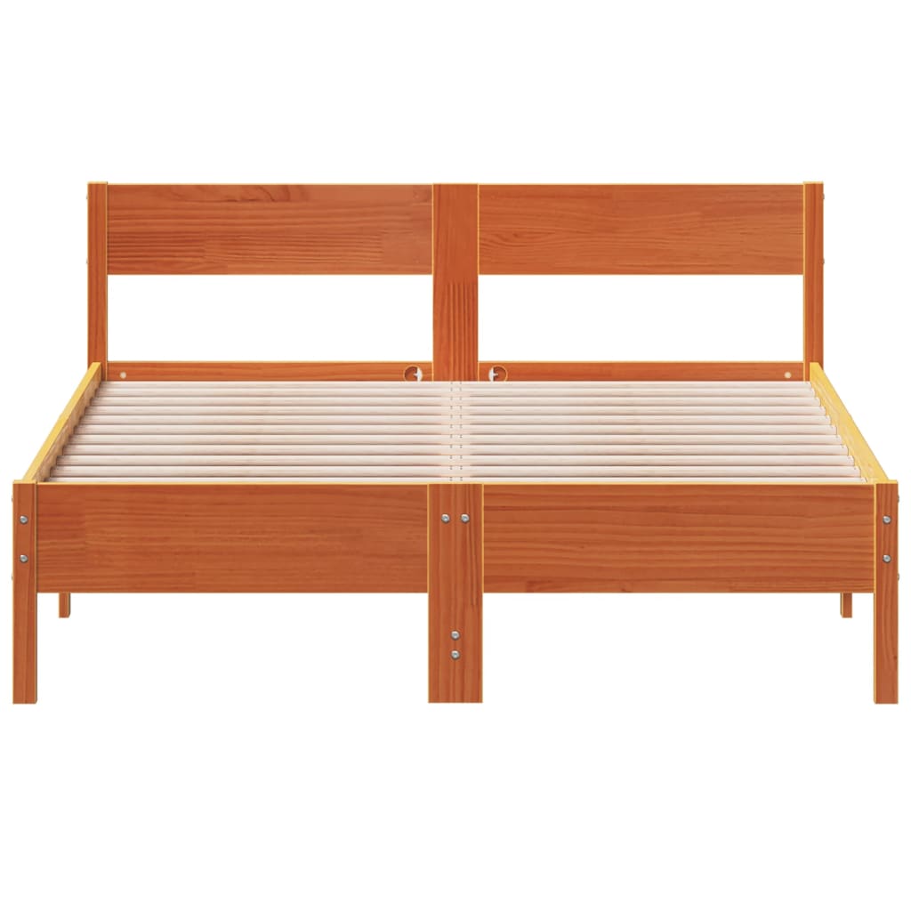 vidaXL Bed Frame without Mattress Wax Brown 150x200 cm King Size Solid Wood Pine