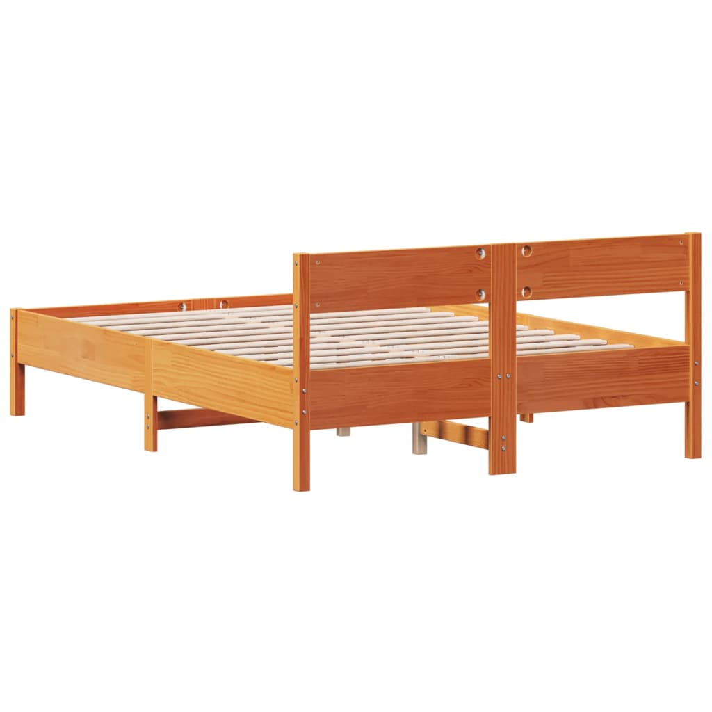 vidaXL Bed Frame without Mattress Wax Brown 150x200 cm King Size Solid Wood Pine