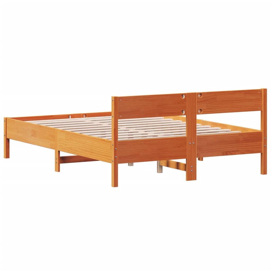 vidaXL Bed Frame without Mattress Wax Brown 140x200 cm Solid Wood Pine