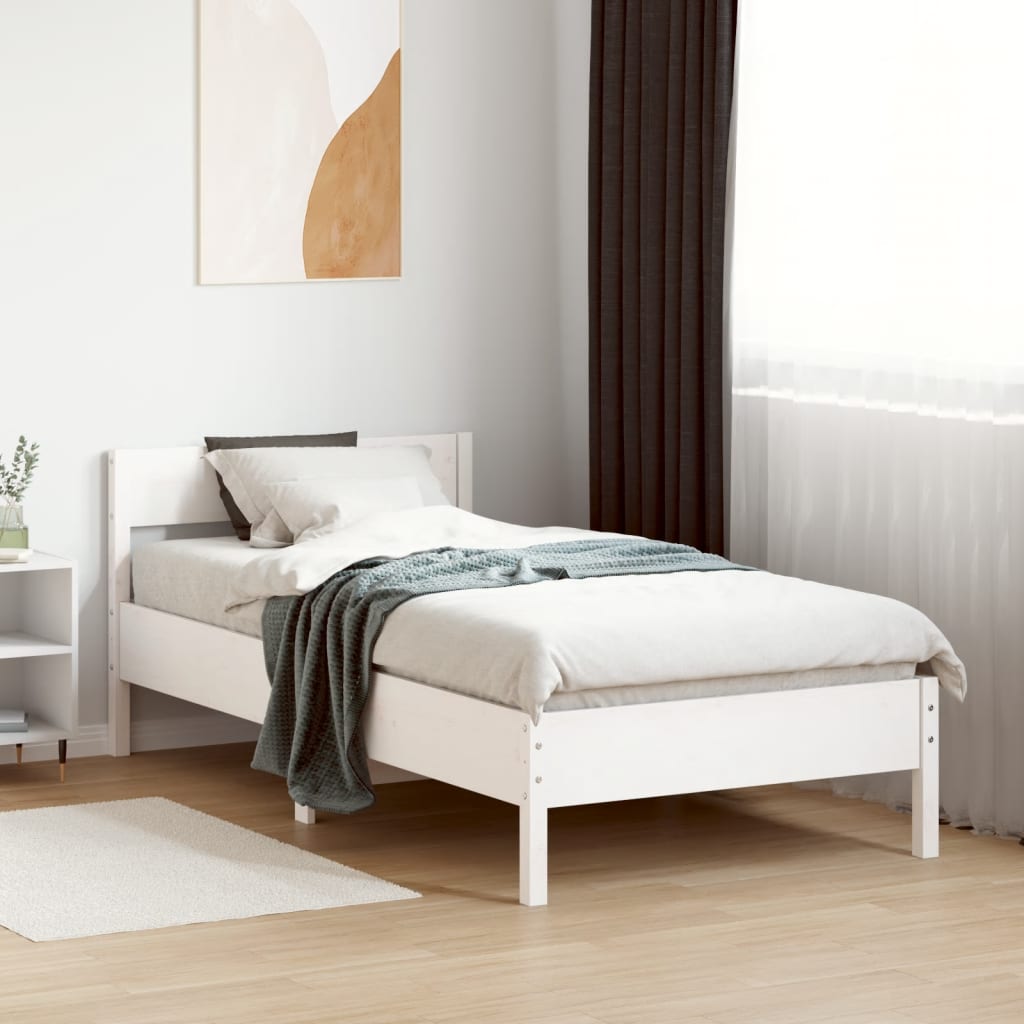 vidaXL Bed Frame without Mattress White 90x200 cm Solid Wood Pine