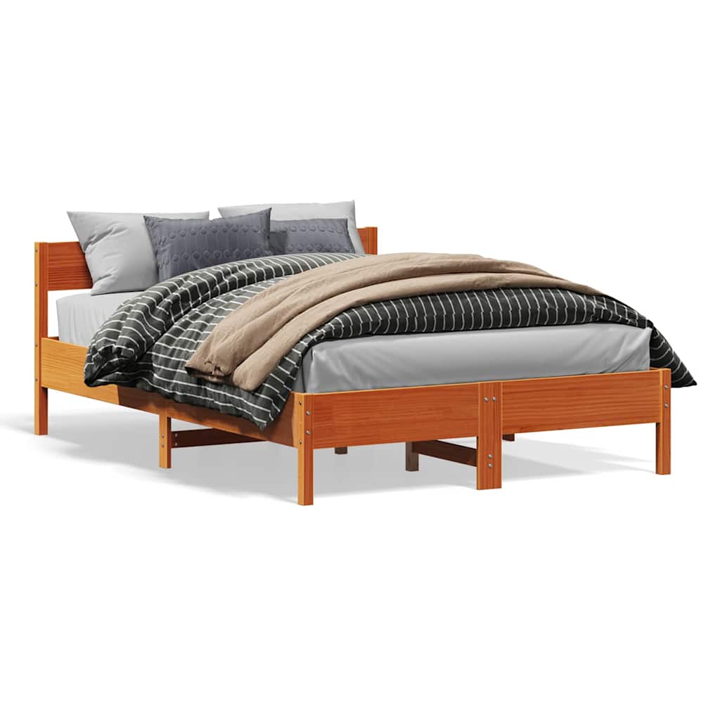 Bed Frame without Mattress Wax Brown 120x190 cm Small Double Solid Wood Pine