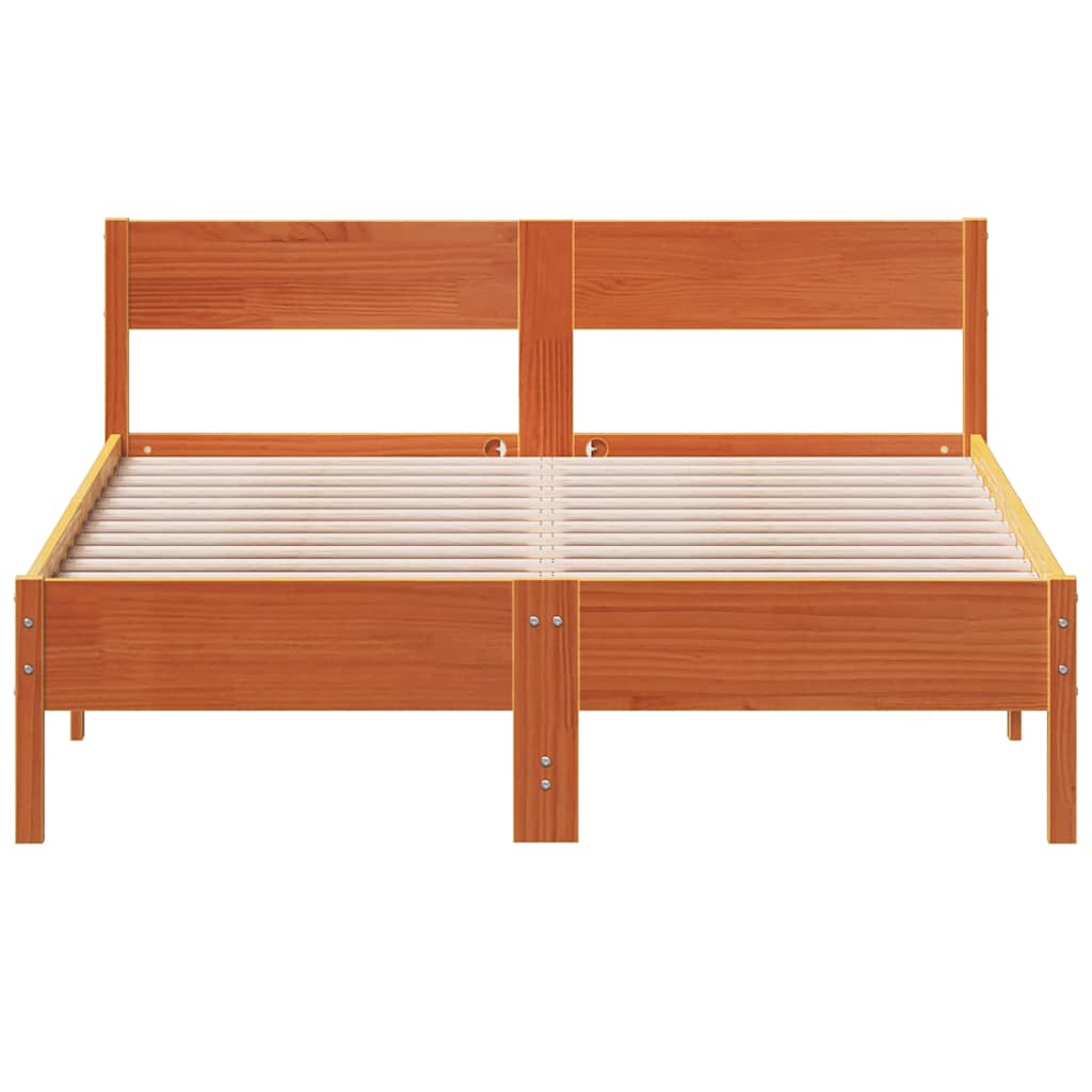 Bed Frame without Mattress Wax Brown 120x190 cm Small Double Solid Wood Pine