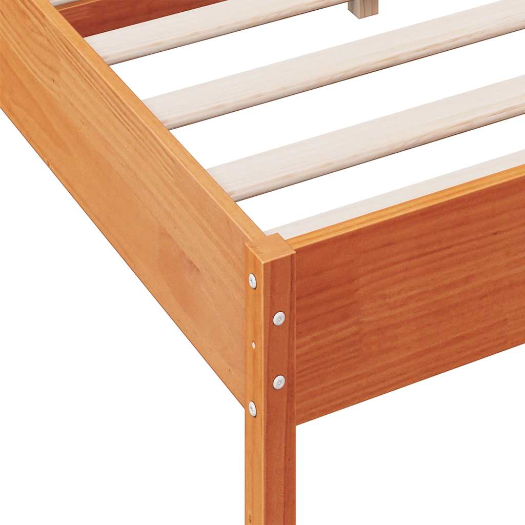 Bed Frame without Mattress Wax Brown 120x190 cm Small Double Solid Wood Pine