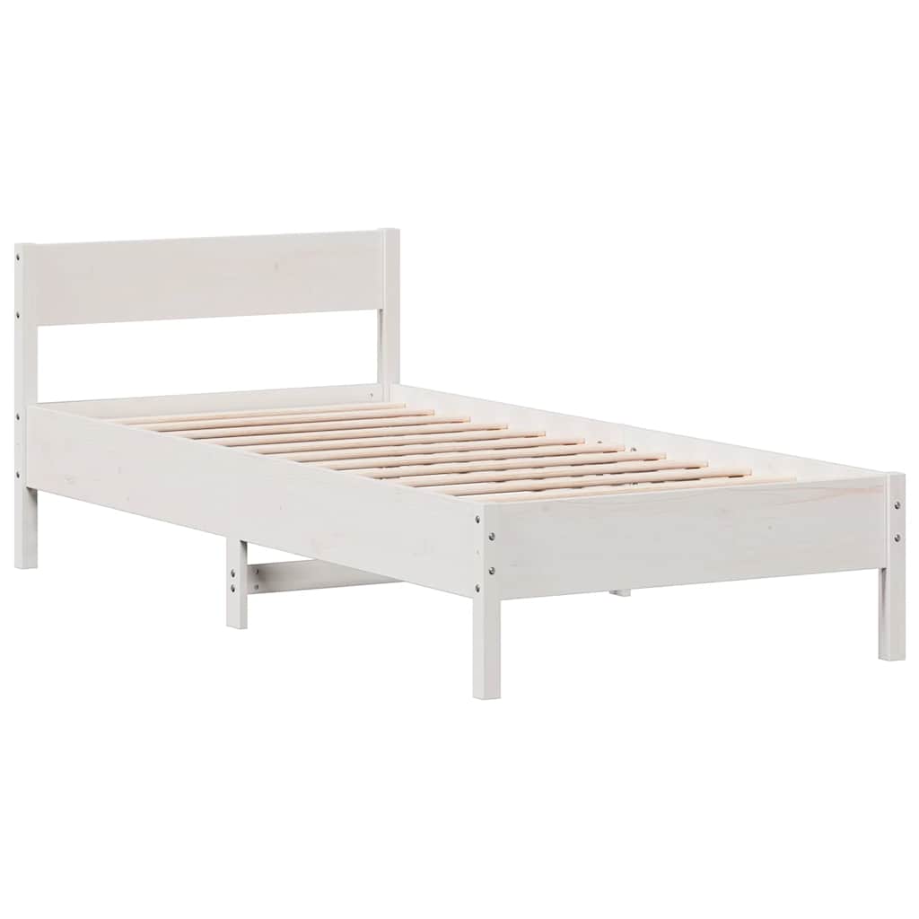 Bed Frame without Mattress White 90x190 cm Single Solid Wood Pine