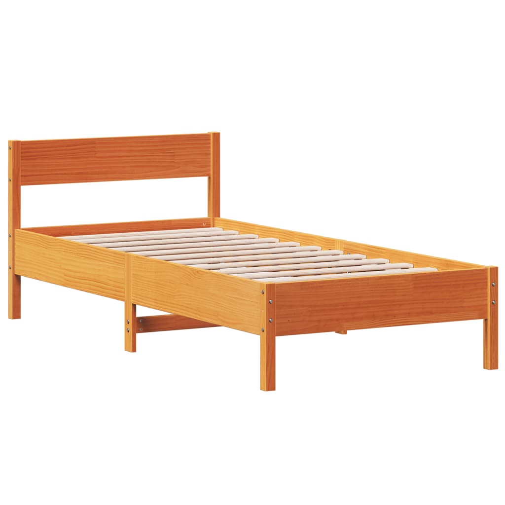 vidaXL Bed Frame without Mattress Wax Brown 90x190 cm Single Solid Wood Pine