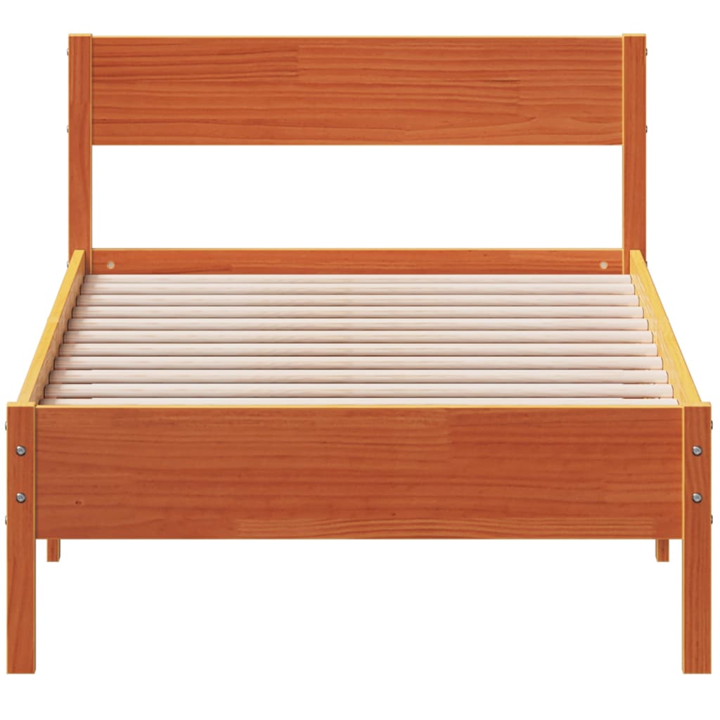 vidaXL Bed Frame without Mattress Wax Brown 90x190 cm Single Solid Wood Pine